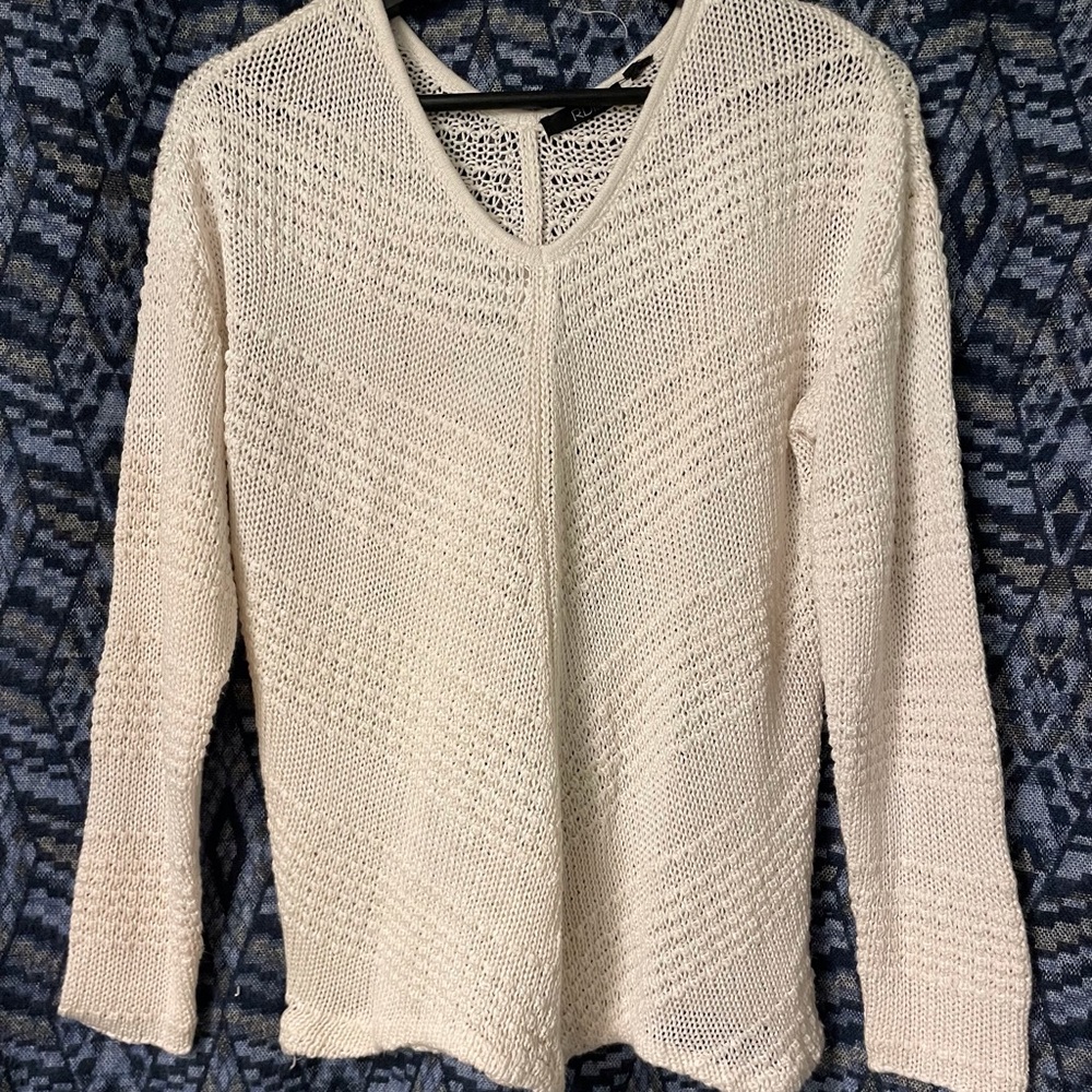 White cotton knit sweater